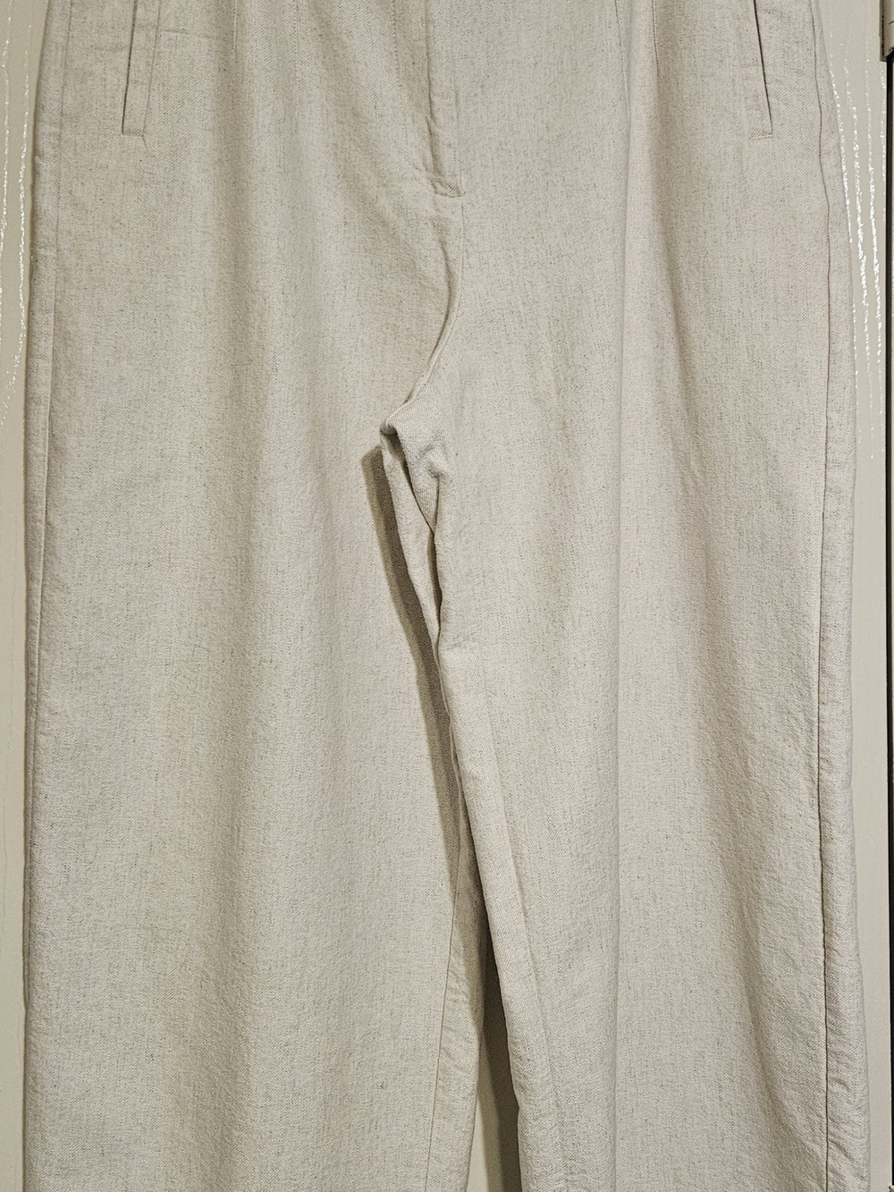 Zara Light Beige Wide-Leg Linen-Blend Pants- fit like size LG